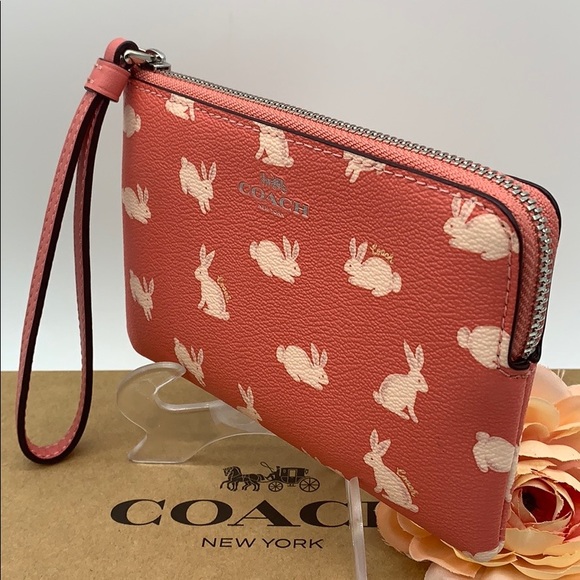 Coach Bags Coach Corner Zip Wristlet With Bunny Print Poshmark